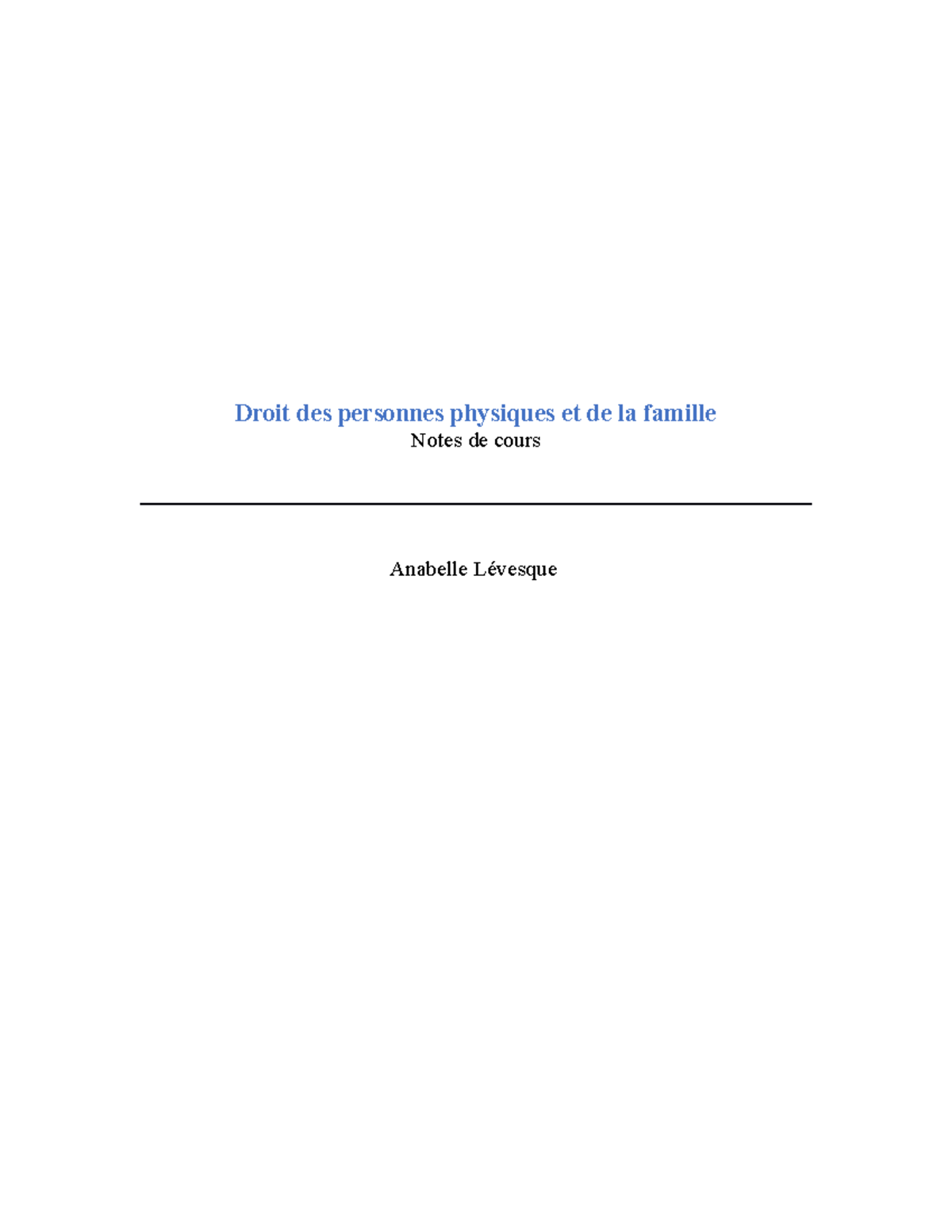 DRT1004 - Notes de cours sur le Droit des personnes et de la famille ...