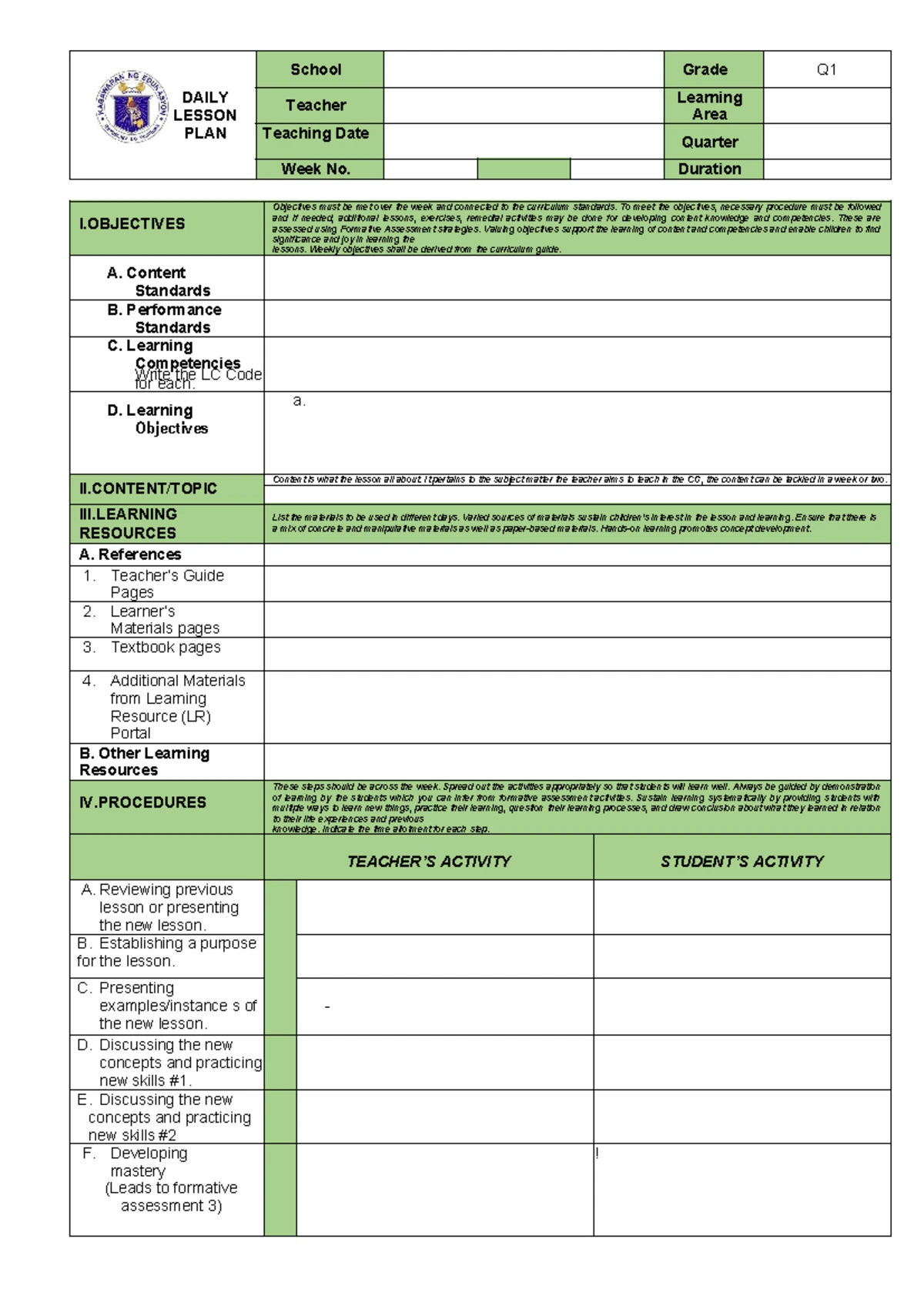 CPAR 12: Daily Lesson Plan for Contemporary Philippine Arts - Week 3 ...