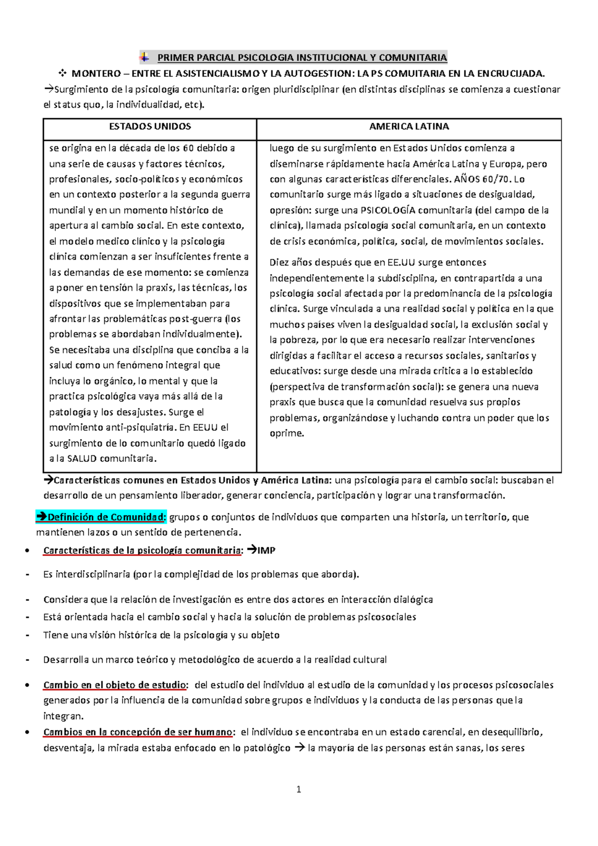 Resumen del Primer Parcial de Psicología Institucional y Comunitaria ...