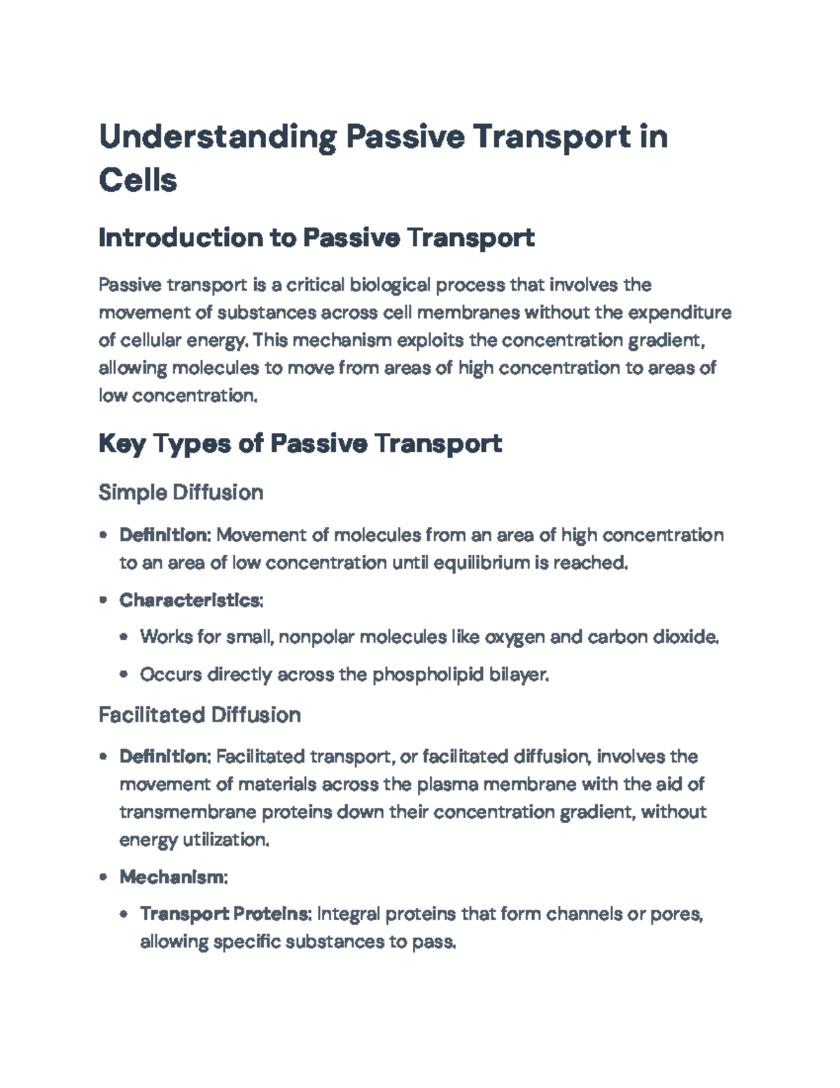 Understanding Passive Transport in Cells: Mechanisms and Implications ...