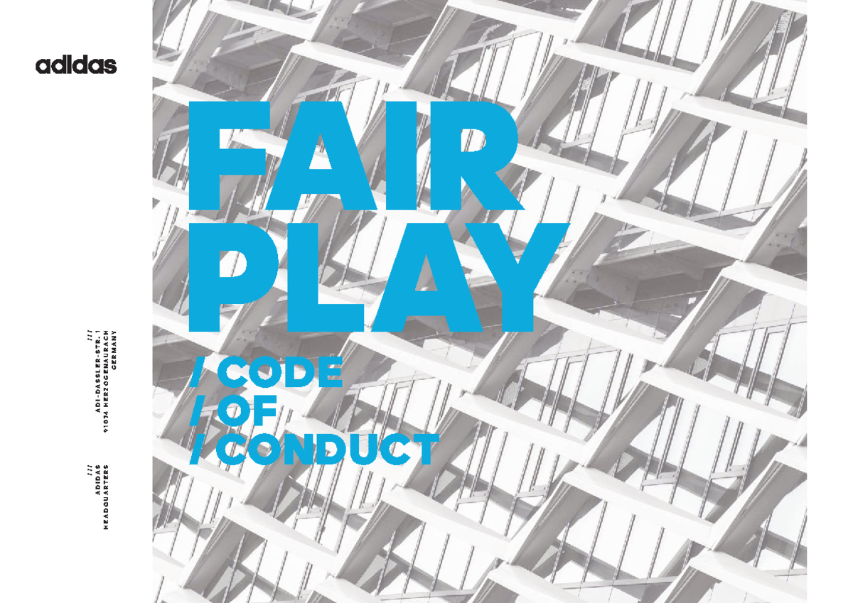 Adidas Fair Play Code of Conduct Overview and Guidelines - Studocu