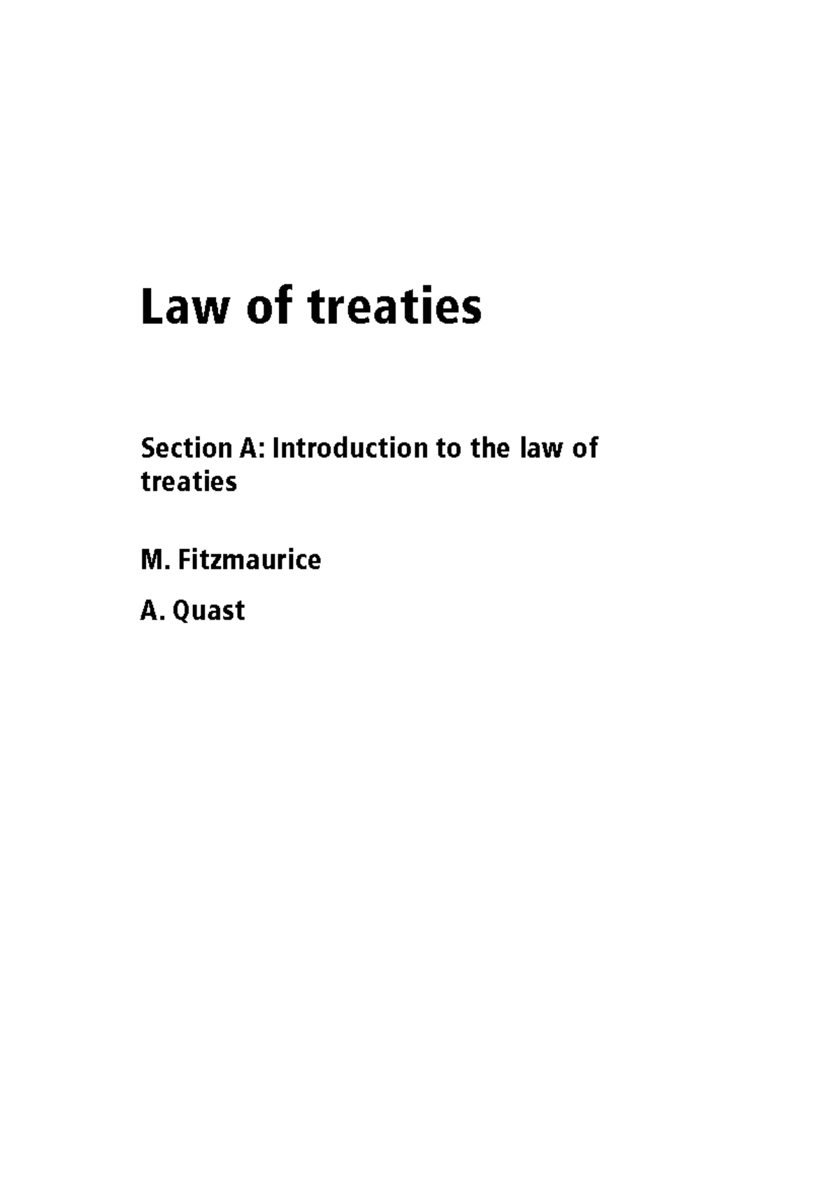 Law of Treaties: Section A Study Notes for LLM Course - Studocu