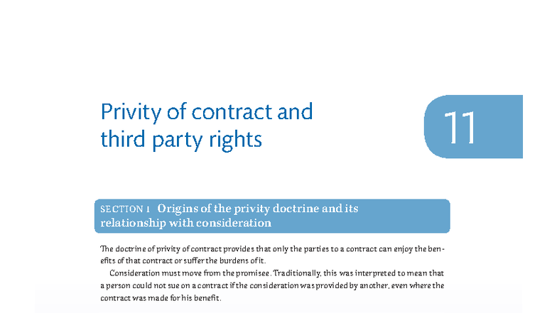 Privity of Contract and Third Party Rights: Chapter 11 Overview - Studocu