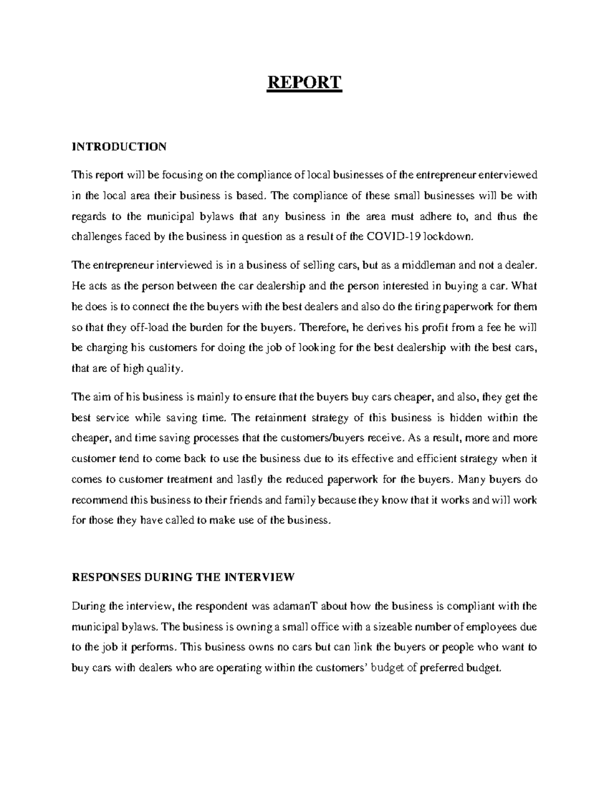 Research Report - REPORT INTRODUCTION This report will be focusing on ...