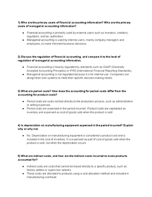 Exam 1 chapter 11 12 - Notes for the first exam of Managerial ...