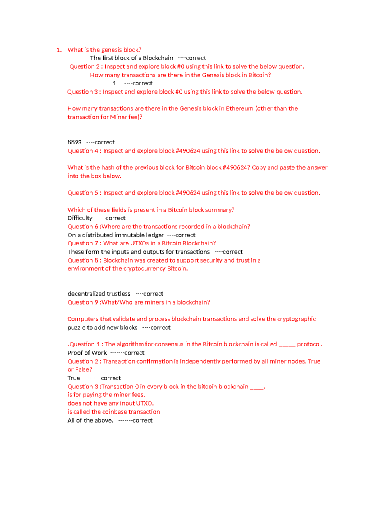 Blockchain Concepts and Transactions: A Comprehensive Quiz (CS101) - Studocu