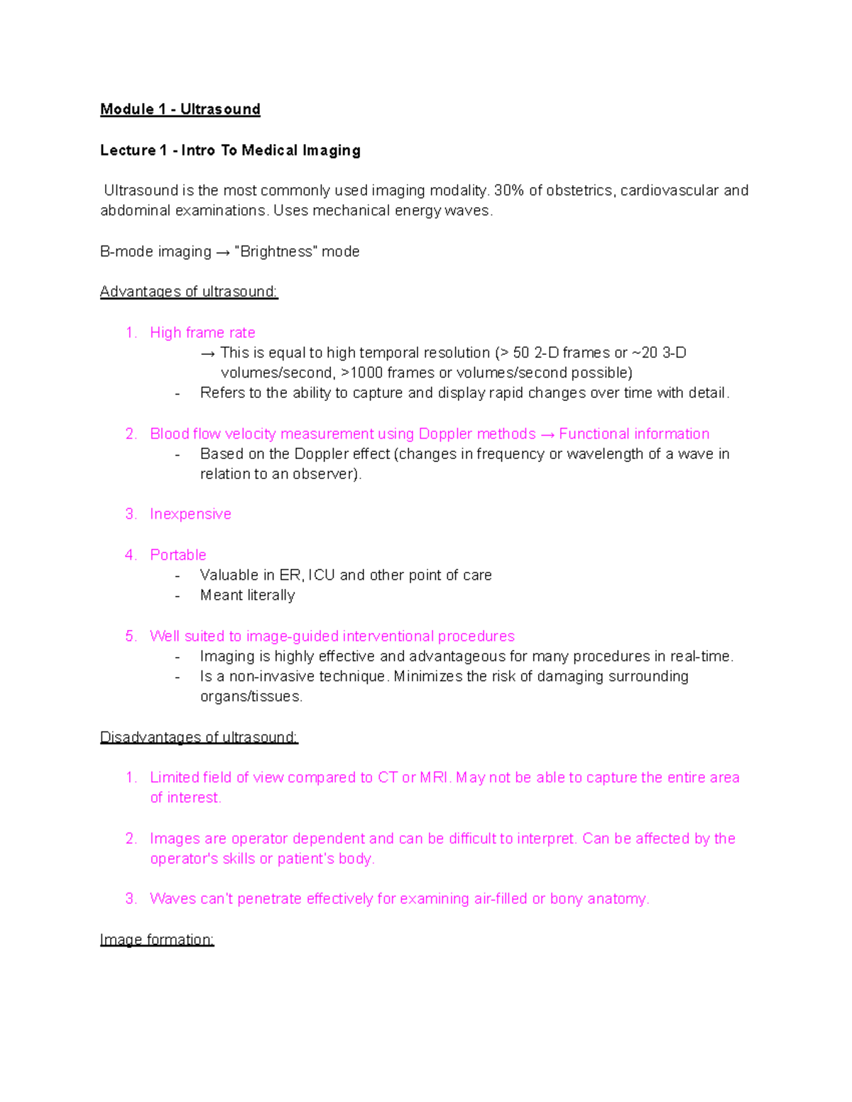 Mid-term Notes for Medical Imaging (Modules 1 & 2) - Studocu