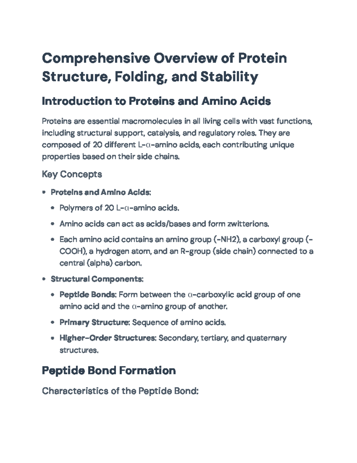 Comprehensive Overview of Protein Structure, Folding, and Stability ...
