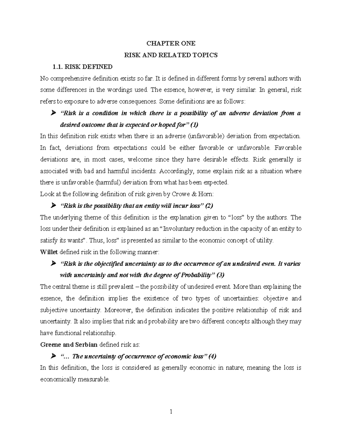 RISK CH 1 - Understanding Risk Management Concepts and Definitions ...