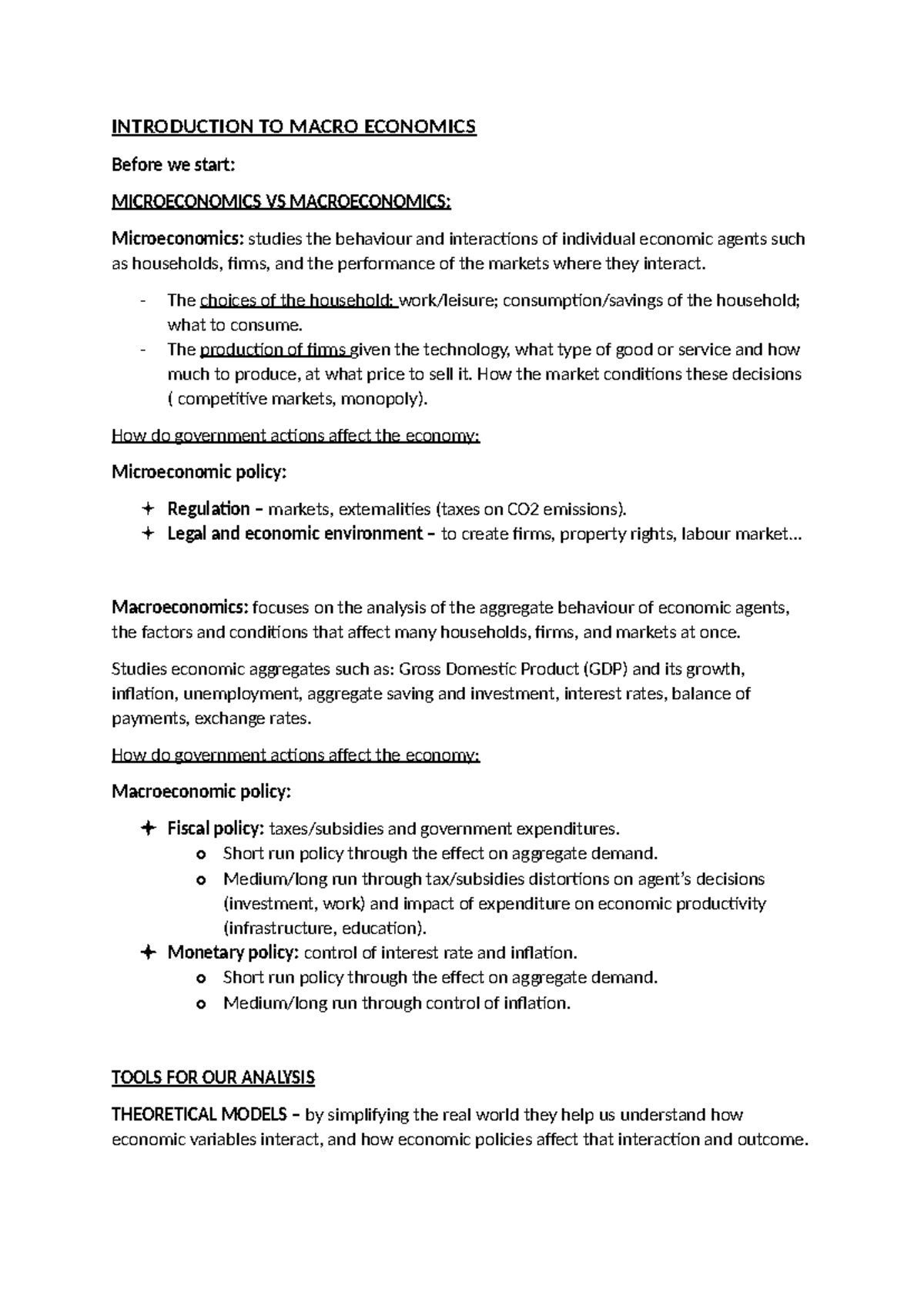 Introduction to Macro Economics - Topic 1 Overview and Key Concepts ...