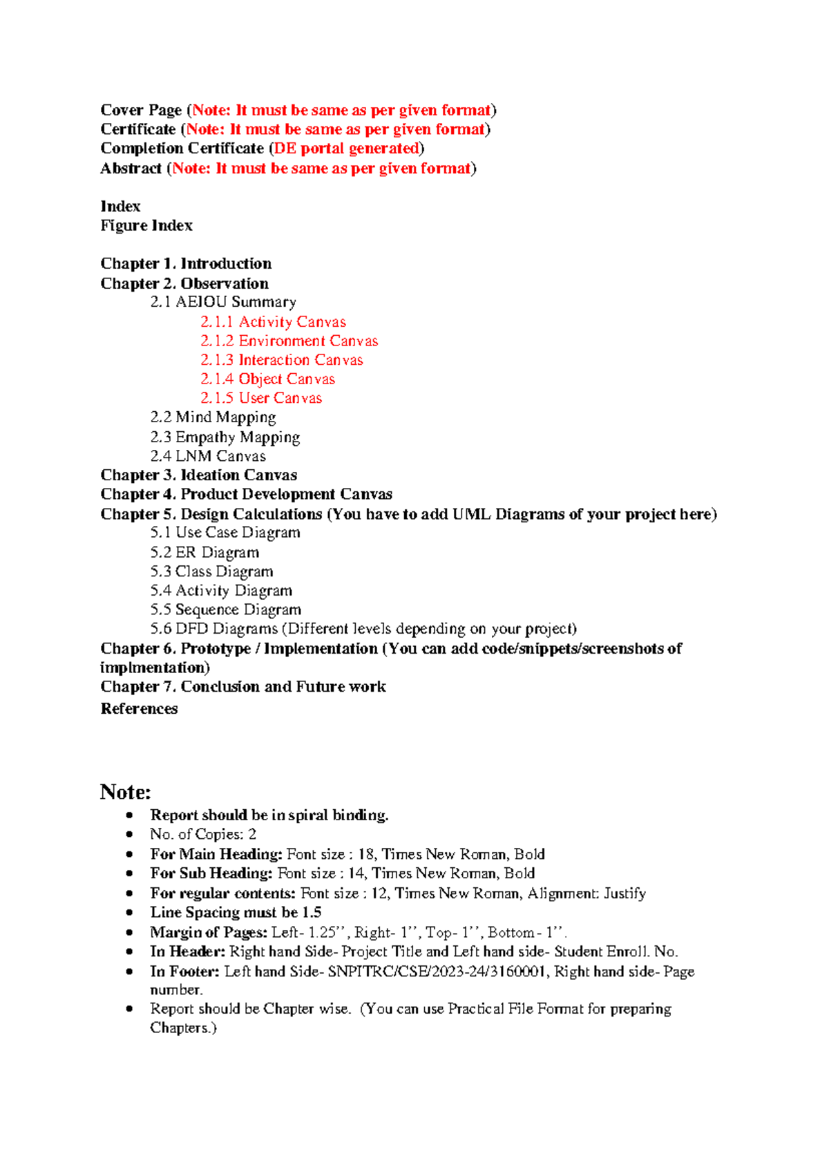DE-2B Project Report Format: Guidelines and Structure - Studocu
