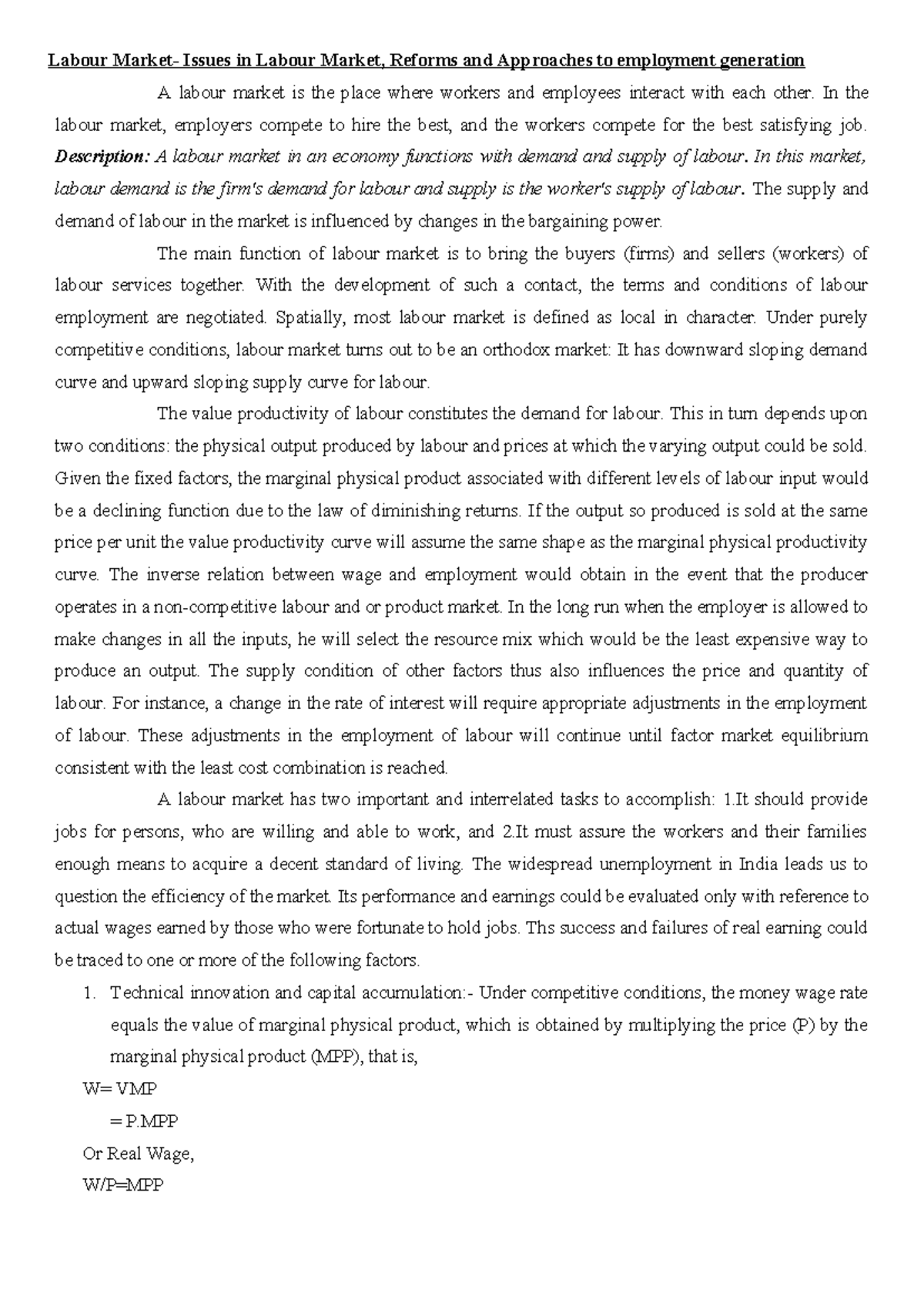 Labour Market Challenges and Reforms: Issues, Reforms, and Employment ...