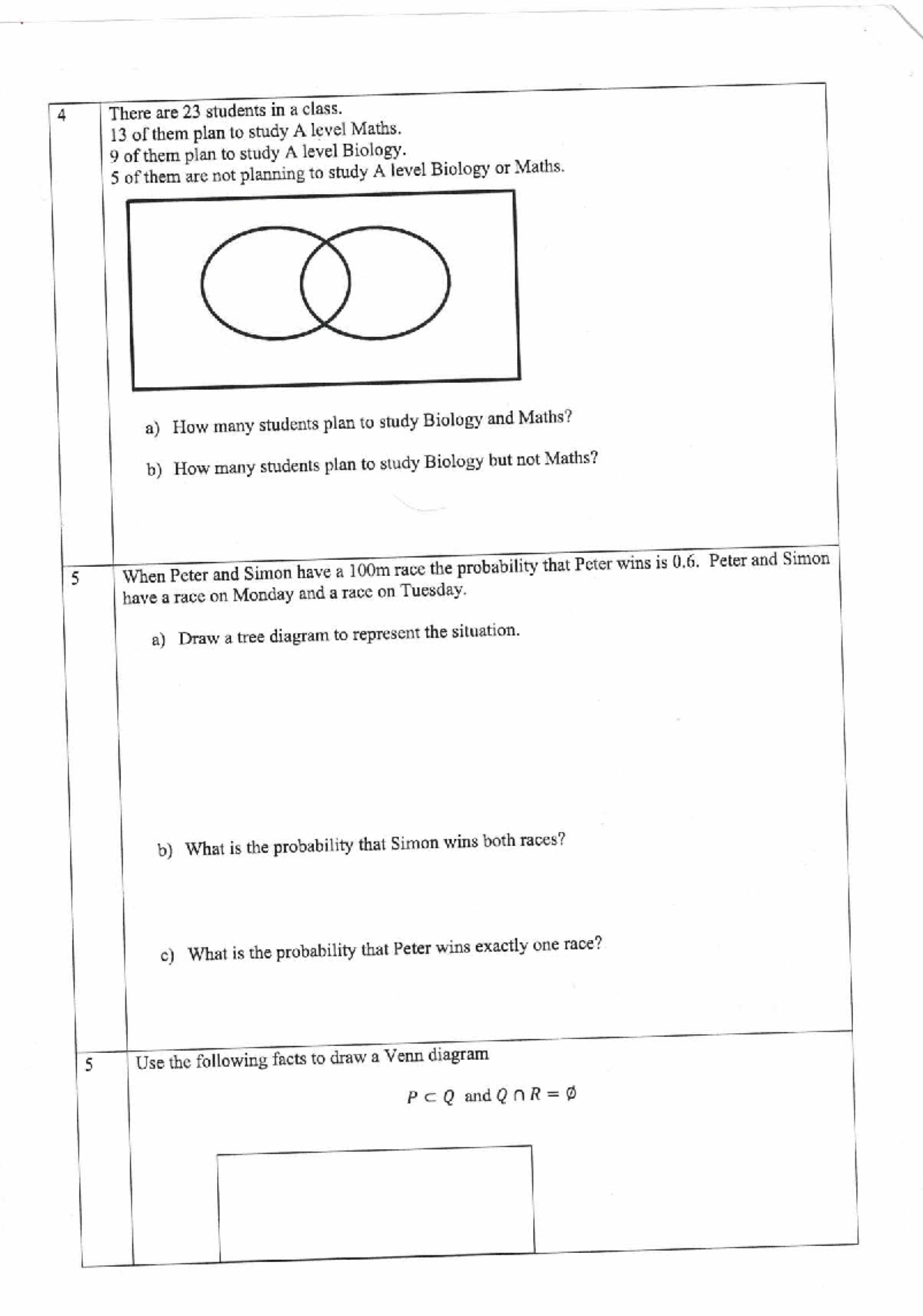 Math Revision Sheet 000005: Probability & Venn Diagrams for A Levels ...