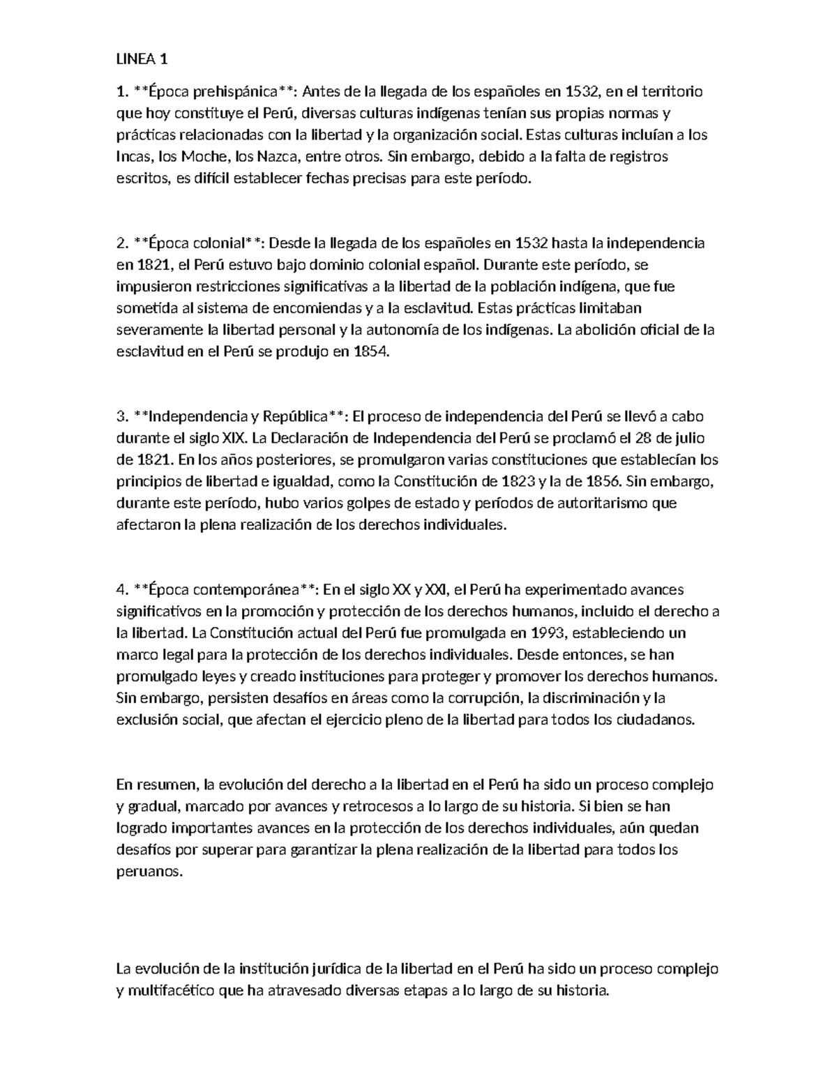 Evolución de la libertad en el Perú: un análisis histórico y jurídico ...