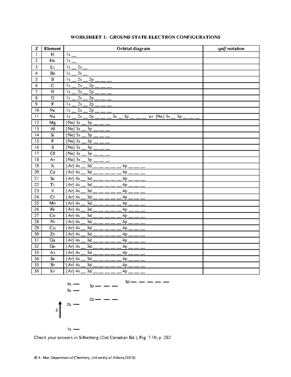 Worksheet 1 - Electron Configuration Practice questions (Periodic Table ...