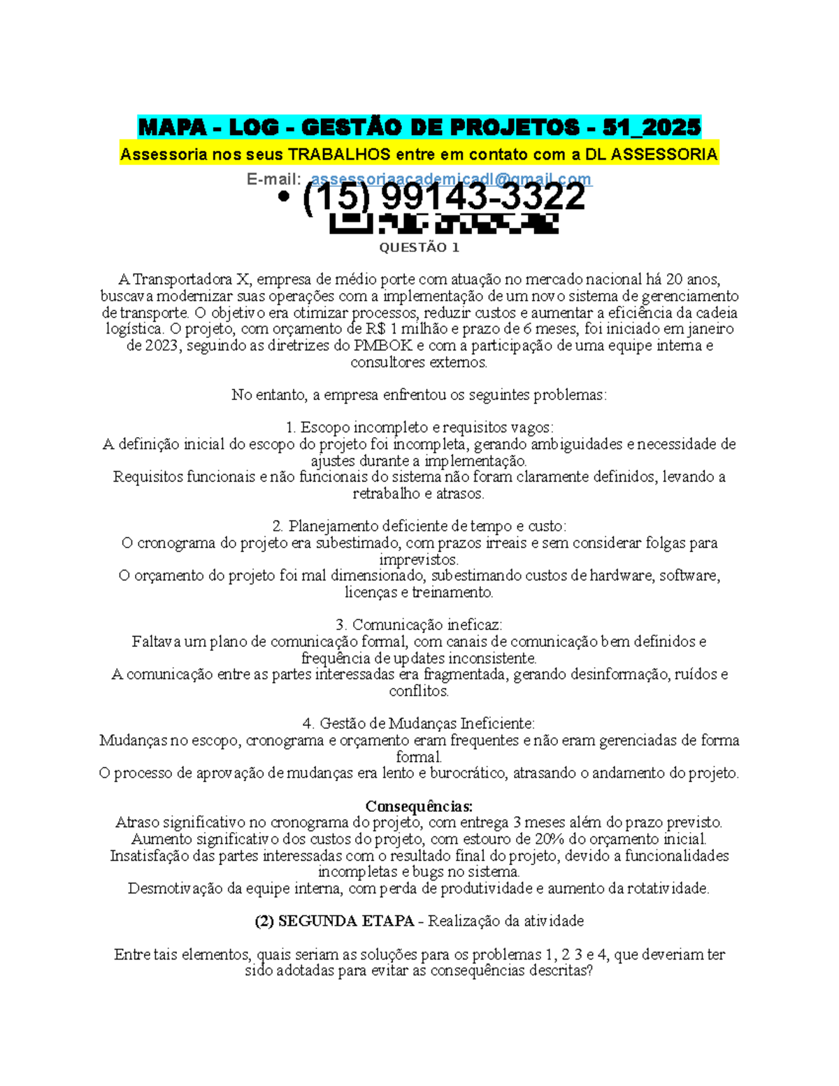 MAPA LOG 51_2025: Gestão de Projetos e Soluções para Desafios ...