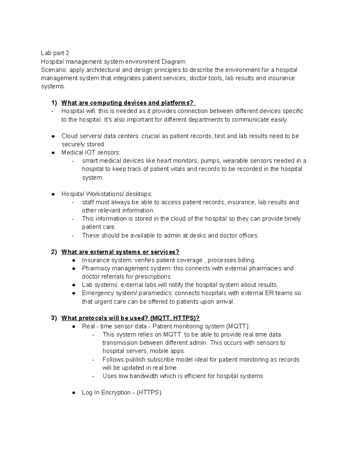 Itm305 lab 11 - last lab - Lab part 2 Hospital management system ...