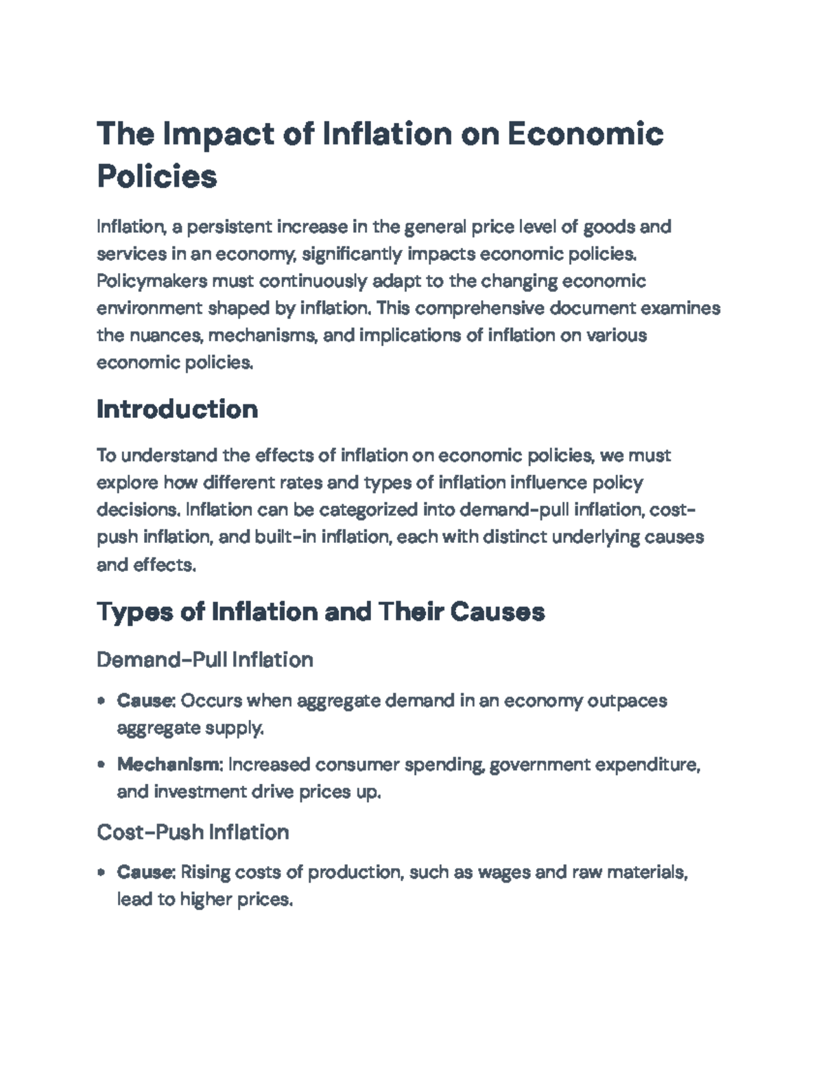 Inflation's Impact on Economic Policies: A Comprehensive Analysis - The ...