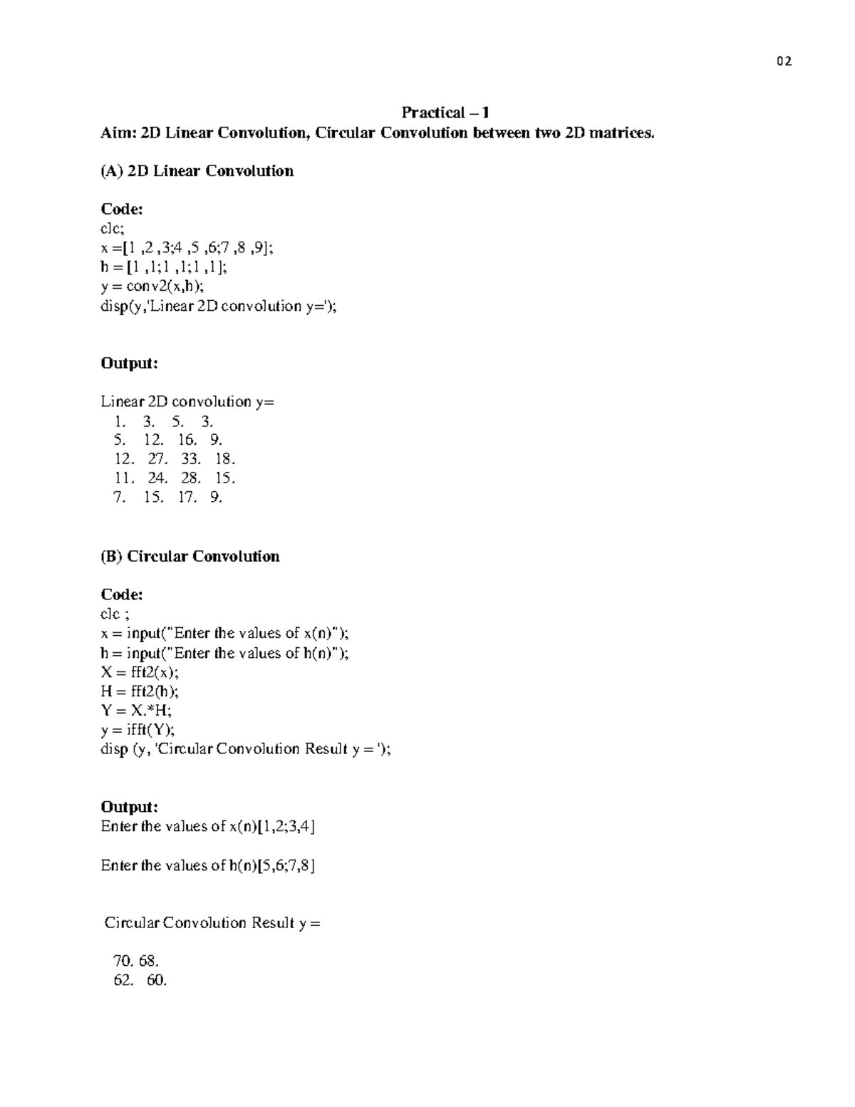 Practical 1 - 9: Image Analysis Techniques with Convolution & Transform ...