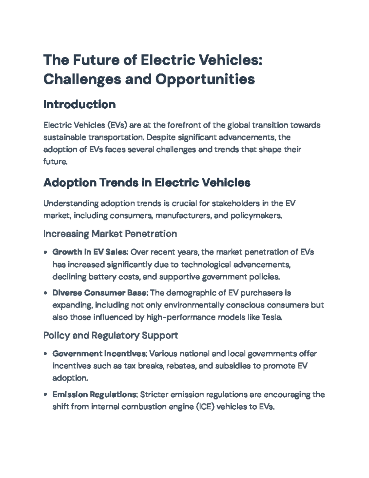 The Future of Electric Vehicles: Trends, Challenges, and Opportunities ...