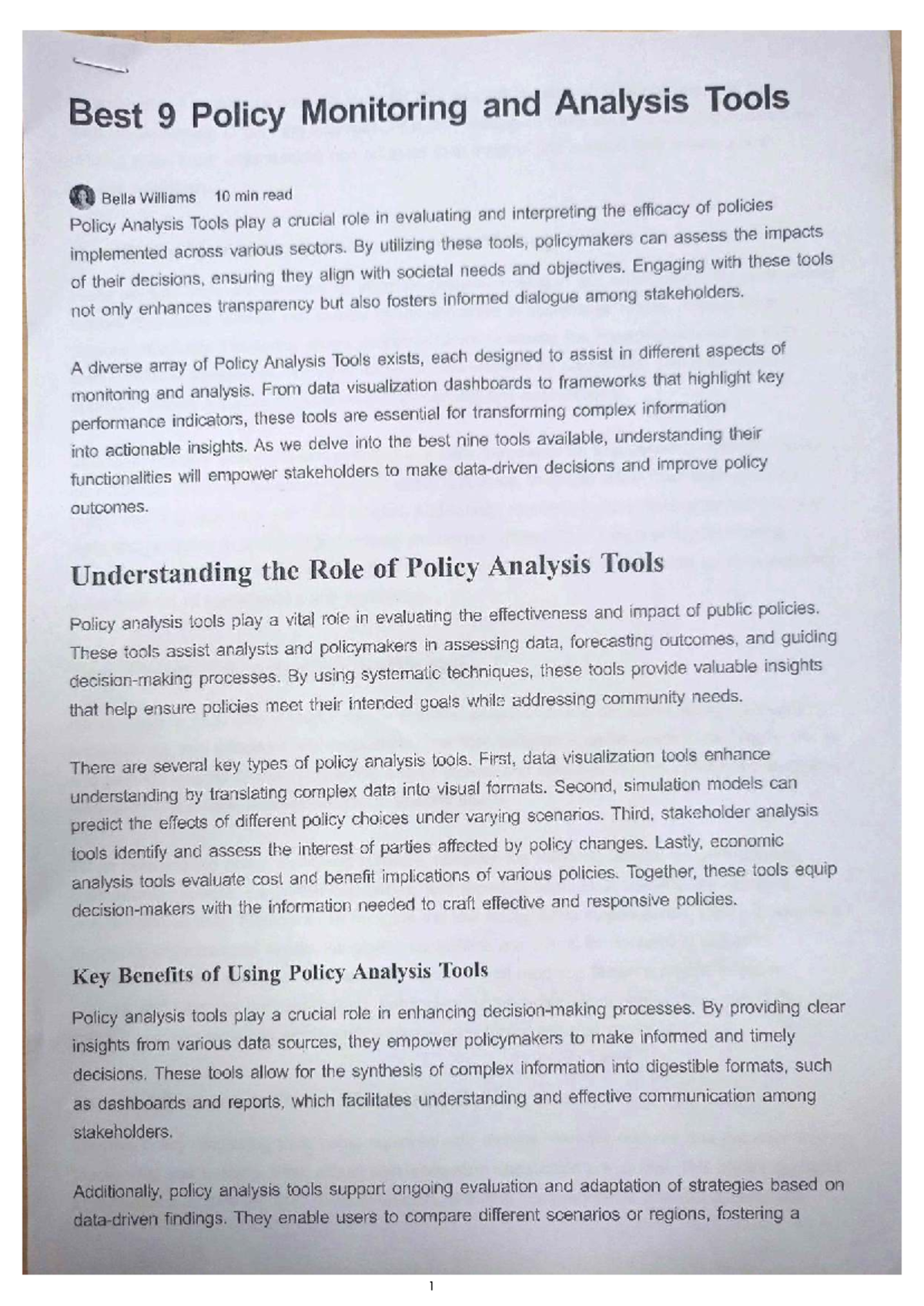 Best 9 Policy Monitoring & Analysis Tools - Unit 2 (Pub. Policy) - Studocu