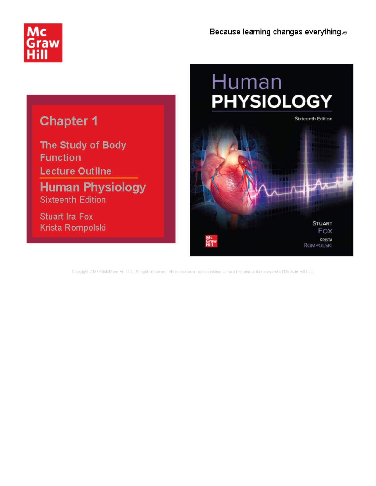 Human Physiology (BIO 101) Lecture Outline: Chapter 1 Overview - Studocu