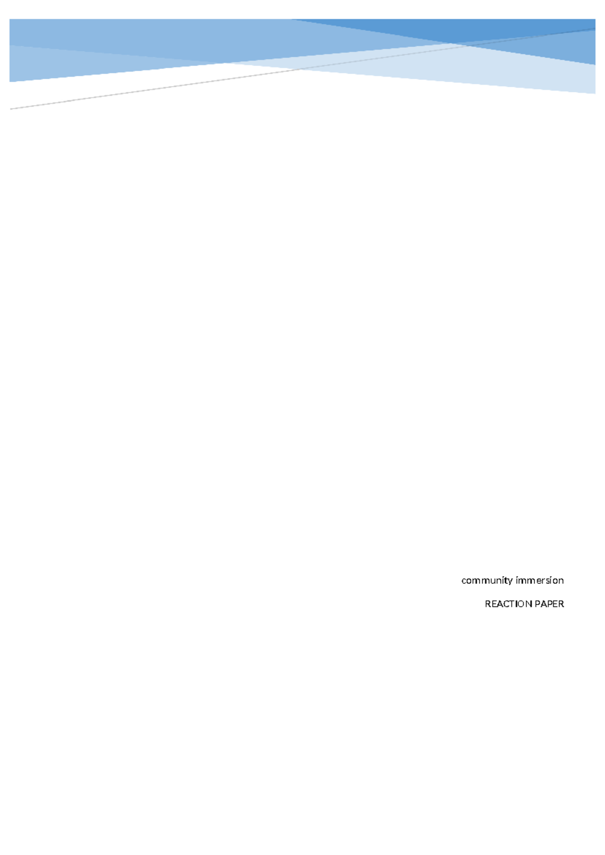 Cwts - Community Immersion Reaction Paper Guide - Studocu
