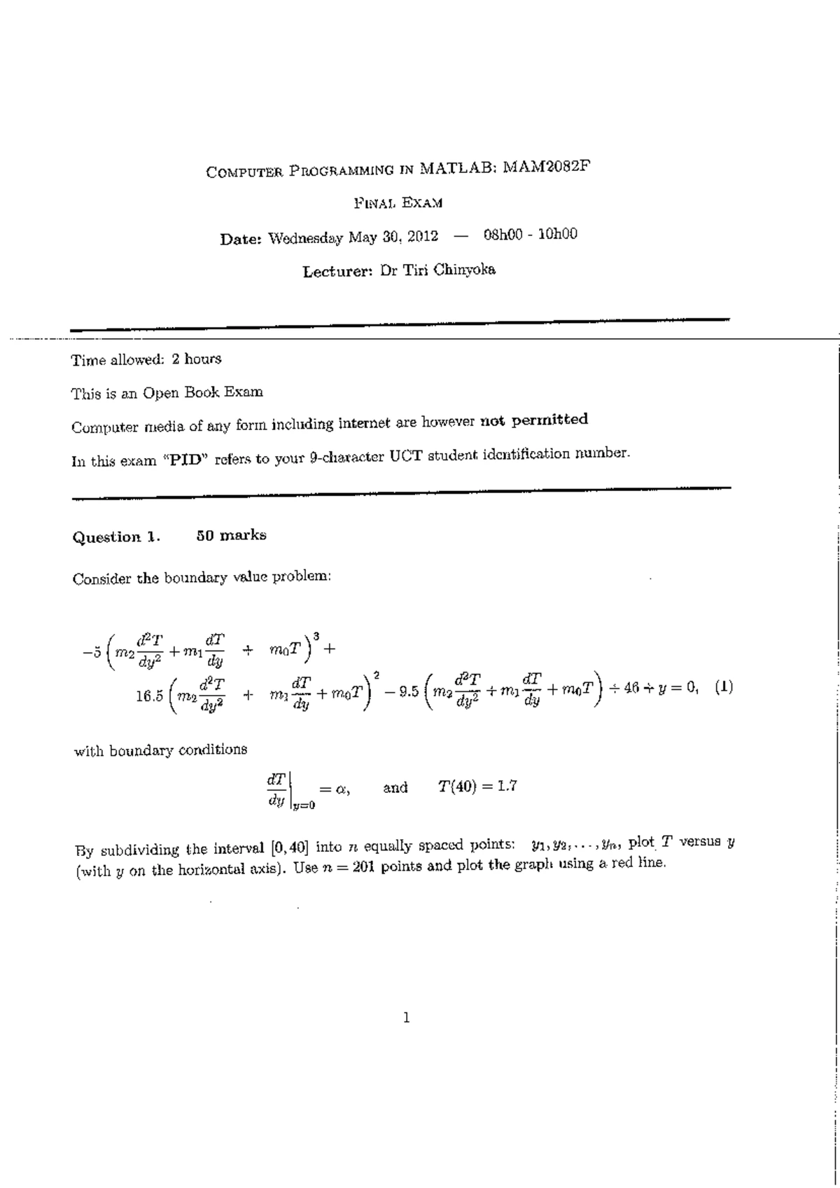 Technical Mathematics P1 Final Exam May-June 2024 Details - Studocu