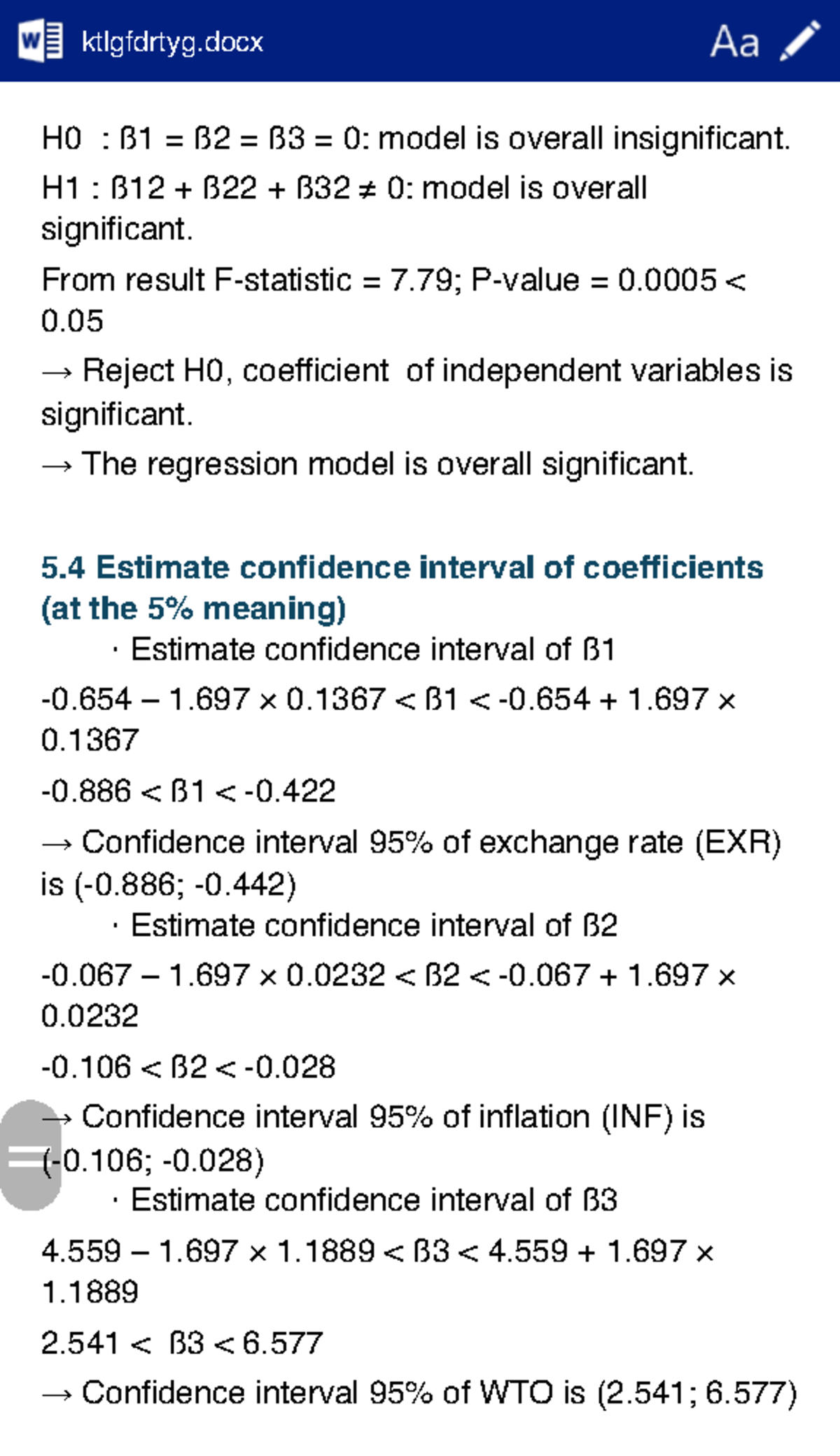 Statistical Analysis of Regression Model Significance (5.3) - Studocu
