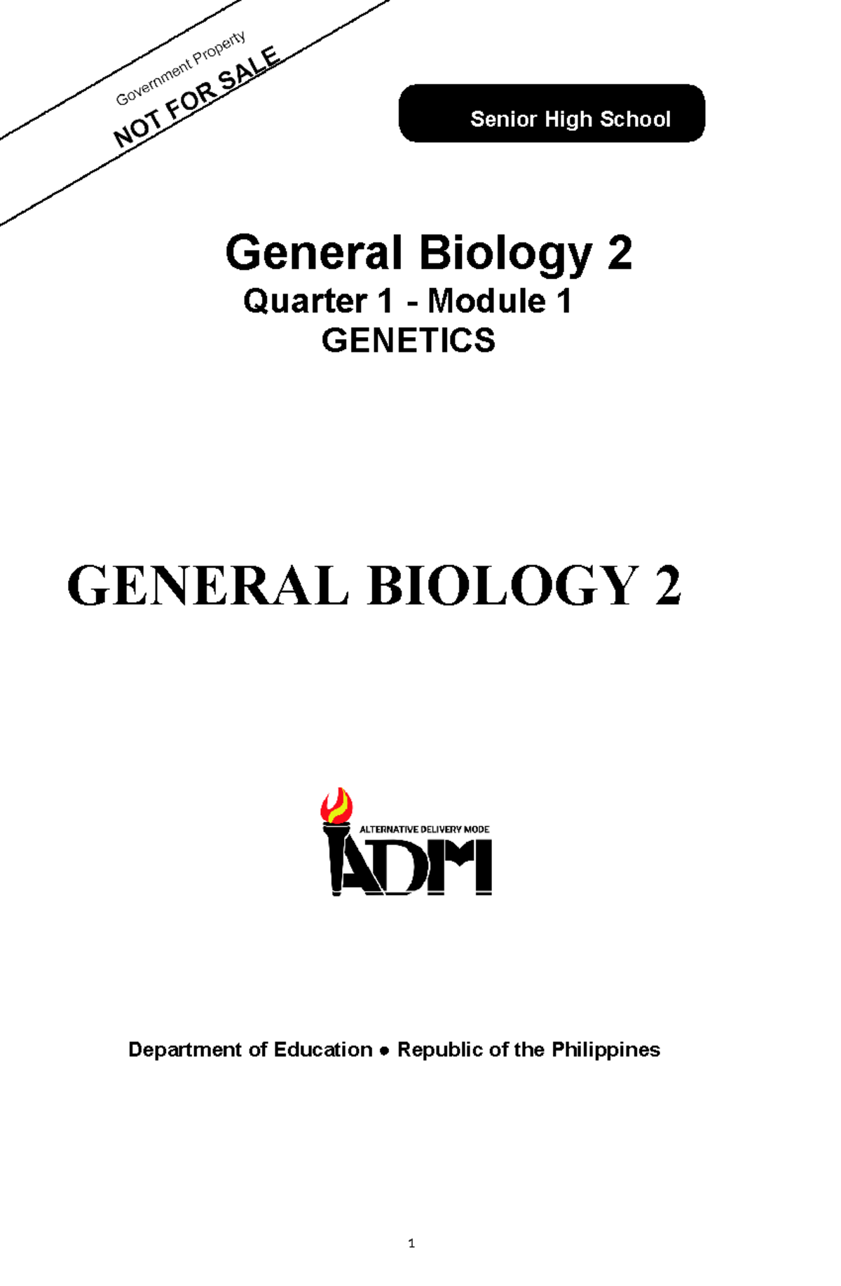 Grade 12 General Biology 2 Q1: Genetics Module 1 Overview - Studocu