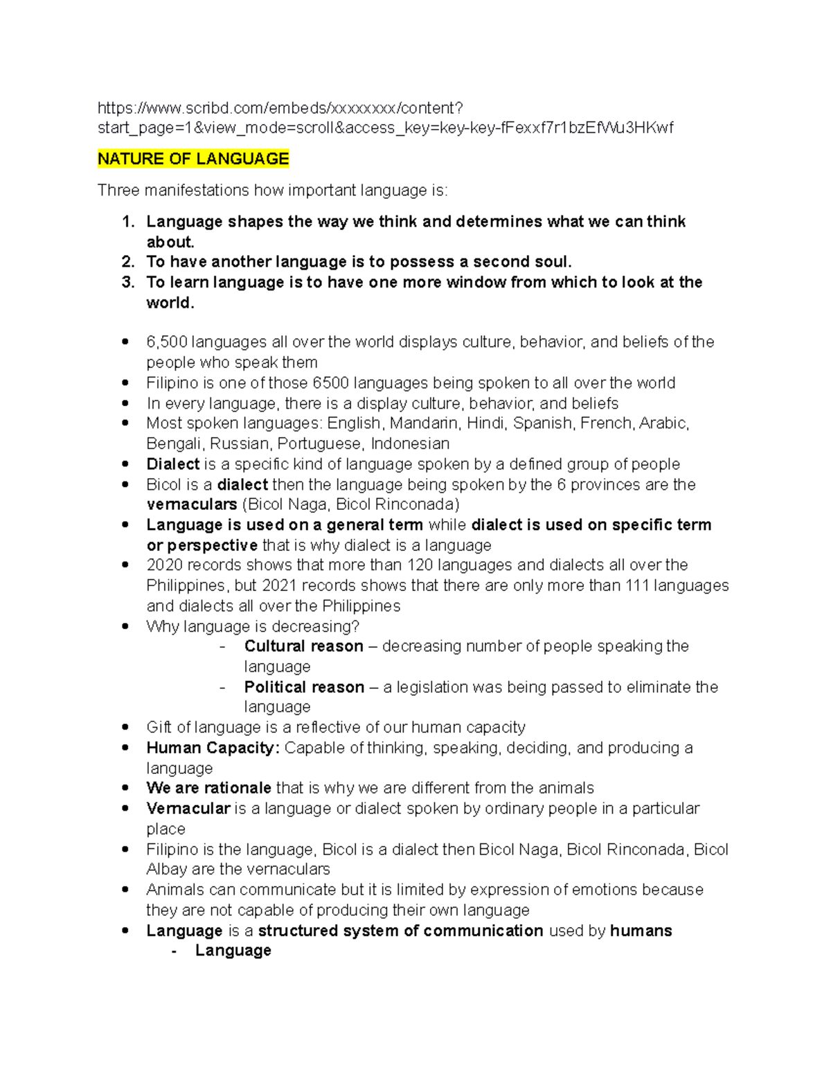Purposive Communication (GE5) Lecture Notes on Language and Elements ...