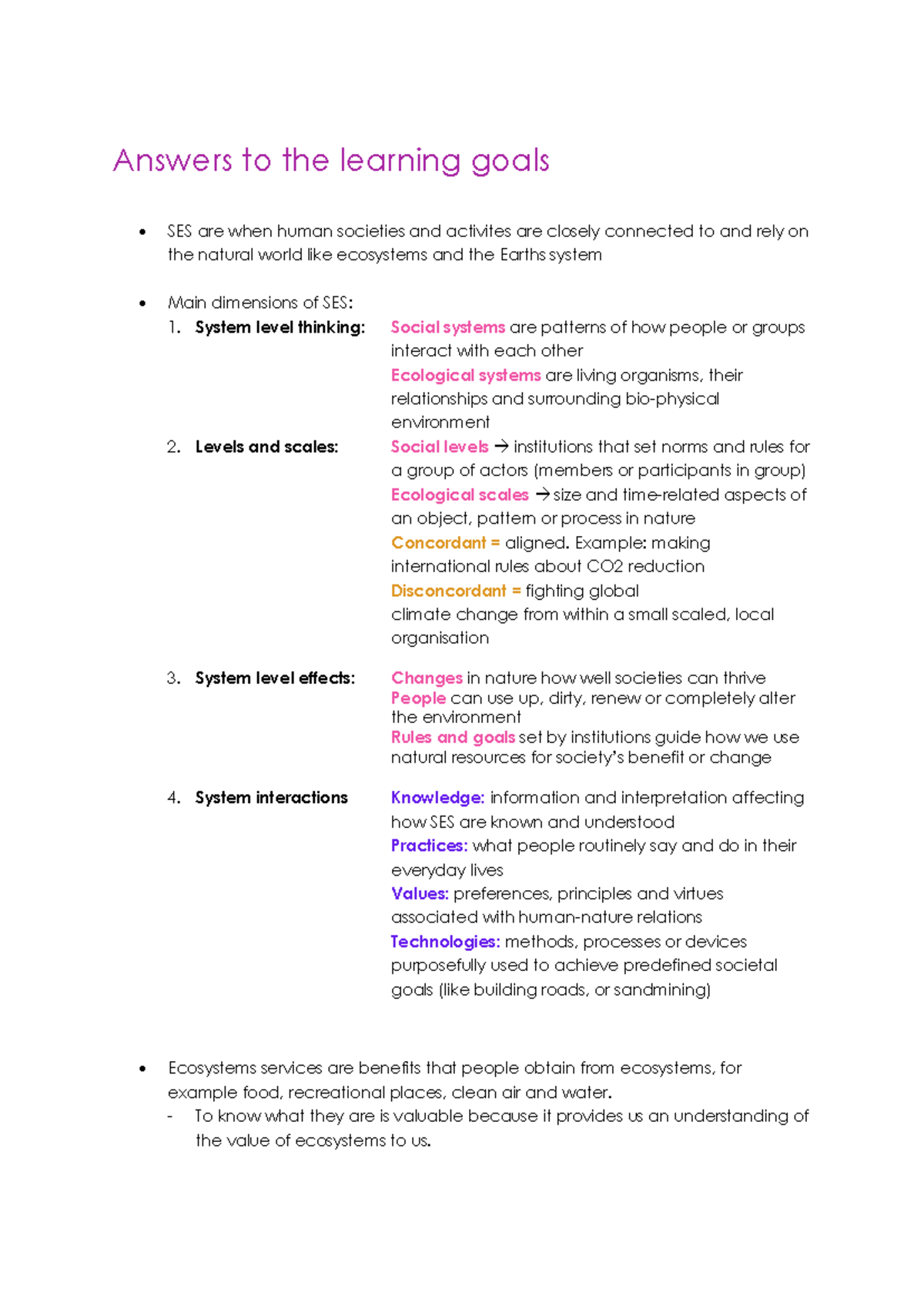 SES and Ecosystem Services: Comprehensive Learning Goals Overview ...