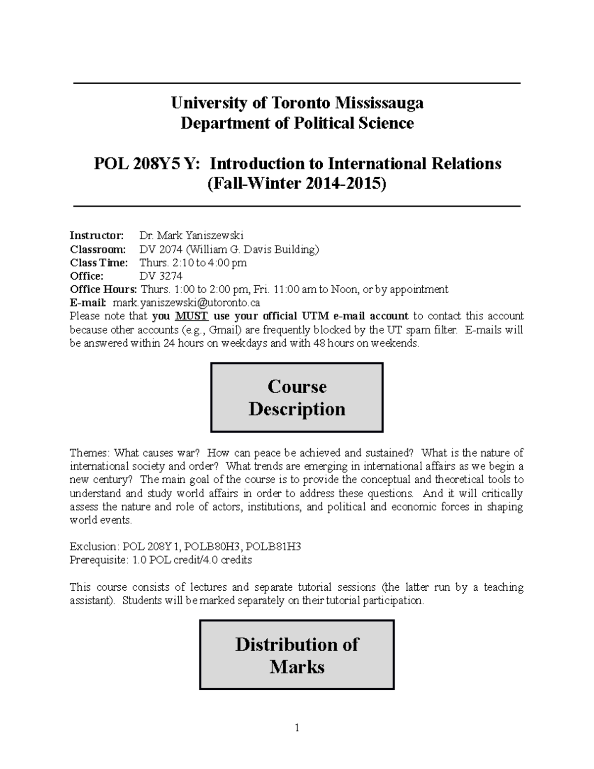 POL208Y5 Syllabus: Introduction to International Relations (Fall-Winter ...