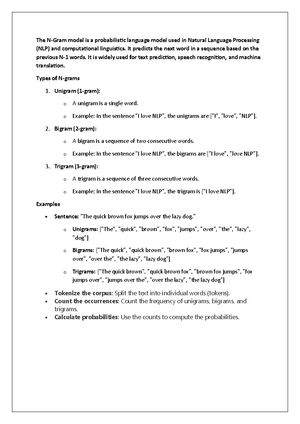 NLP Material 22: Probabilistic Language Models & HMM Overview - Studocu
