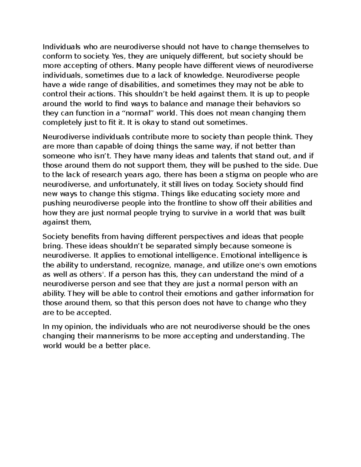 PSY108 Module 2 Discussion: Embracing Neurodiversity in Society - Studocu