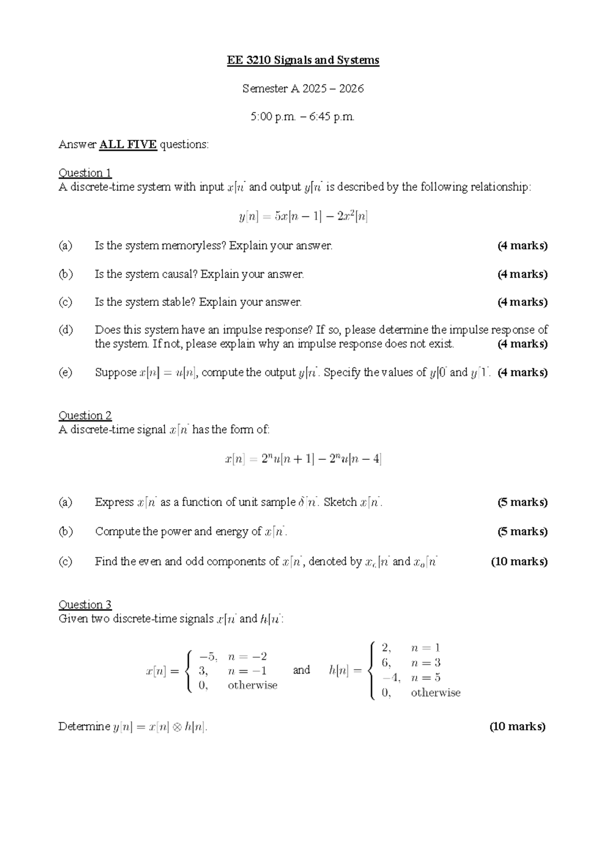 EE 3210 Signals and Systems Test 1 Review Guide - Studocu