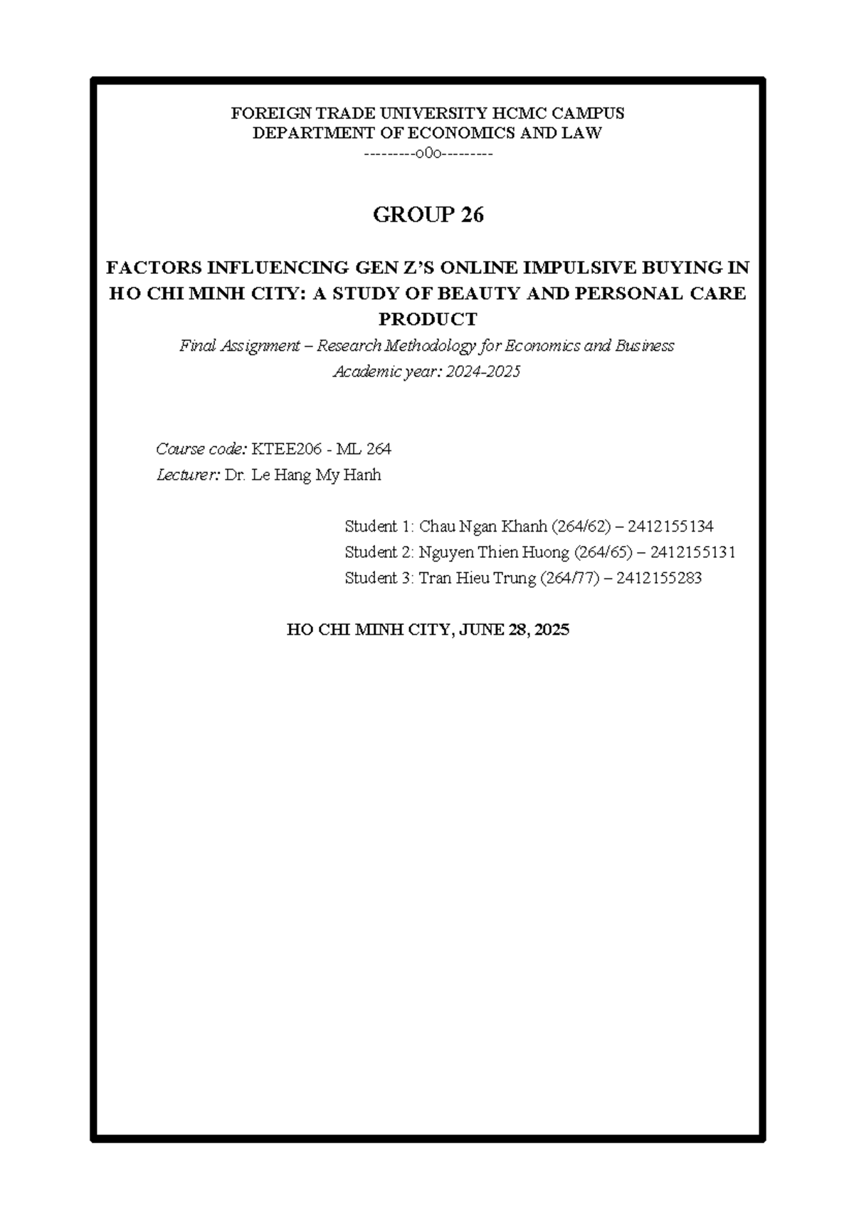 G26 - Final Assignment: Factors Influencing Gen Z Online Impulsive ...
