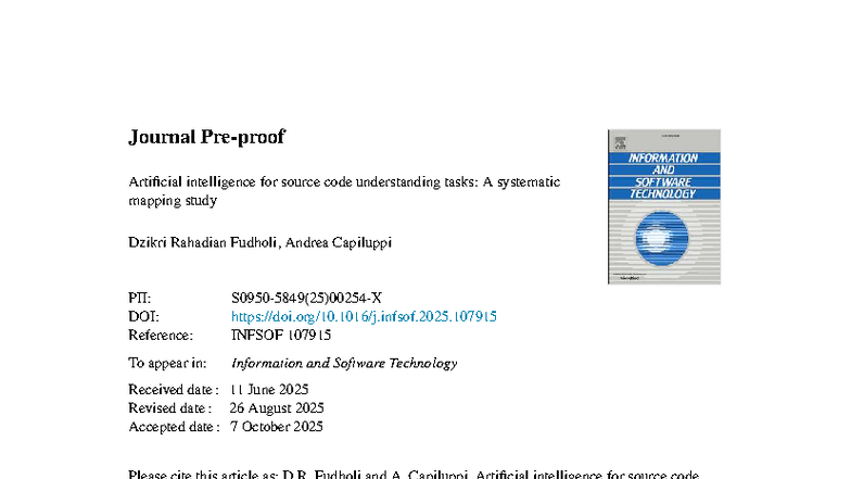 Artificial Intelligence for Source Code Understanding Tasks: A ...