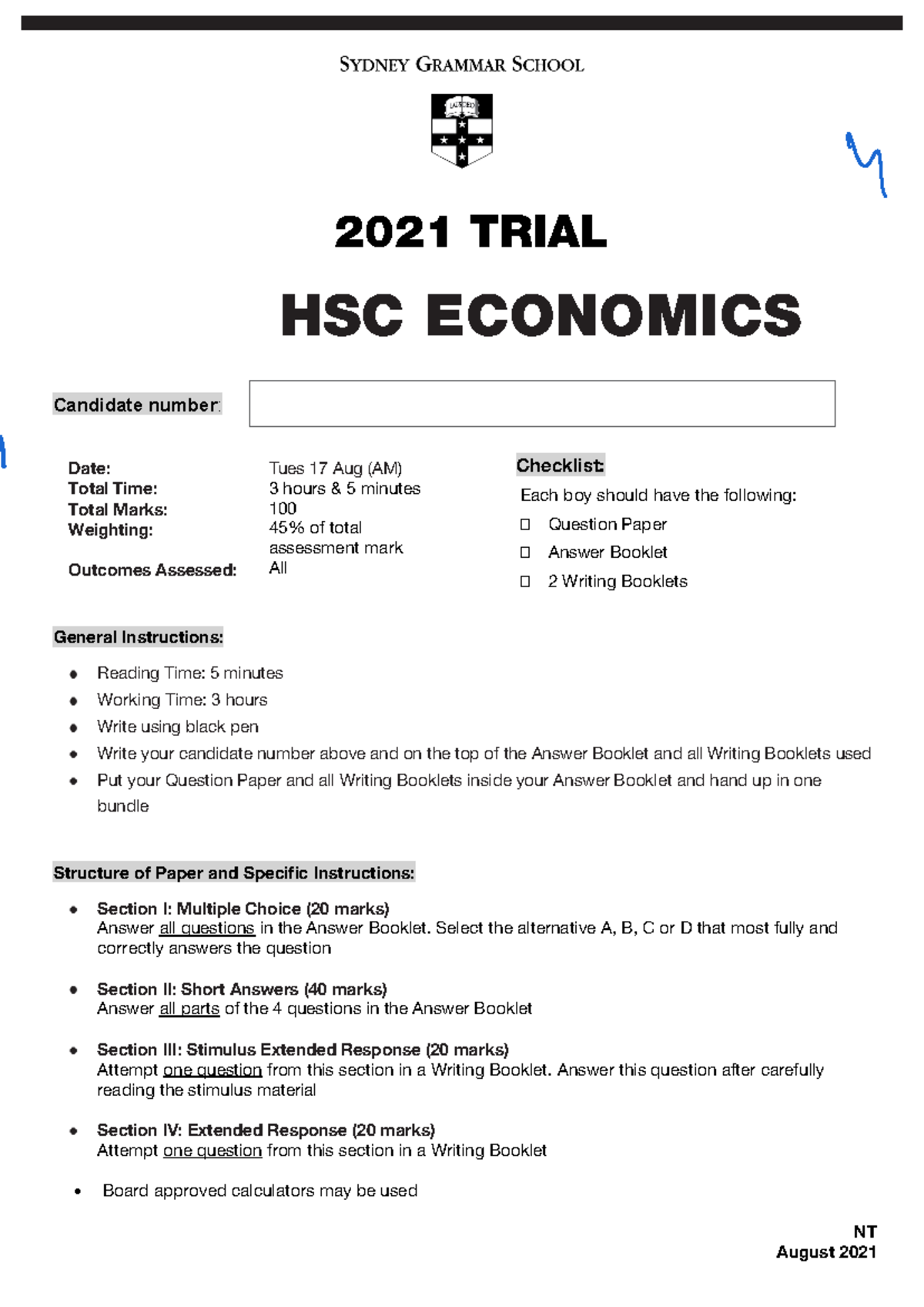 2021 HSC Economics Trial Exam & Solutions (Sydney Grammar) - Studocu