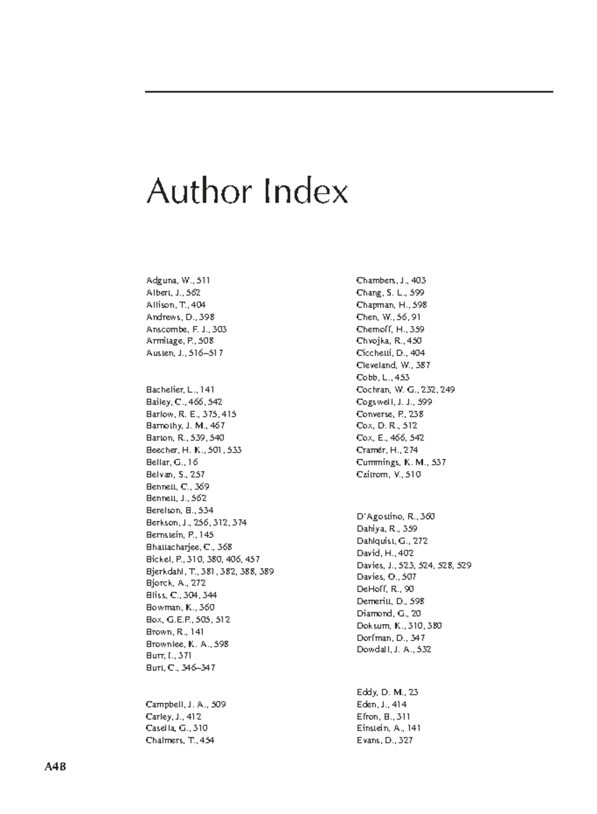 Mathematical Statistics and Data Analysis 3ed - Author Index - Studocu