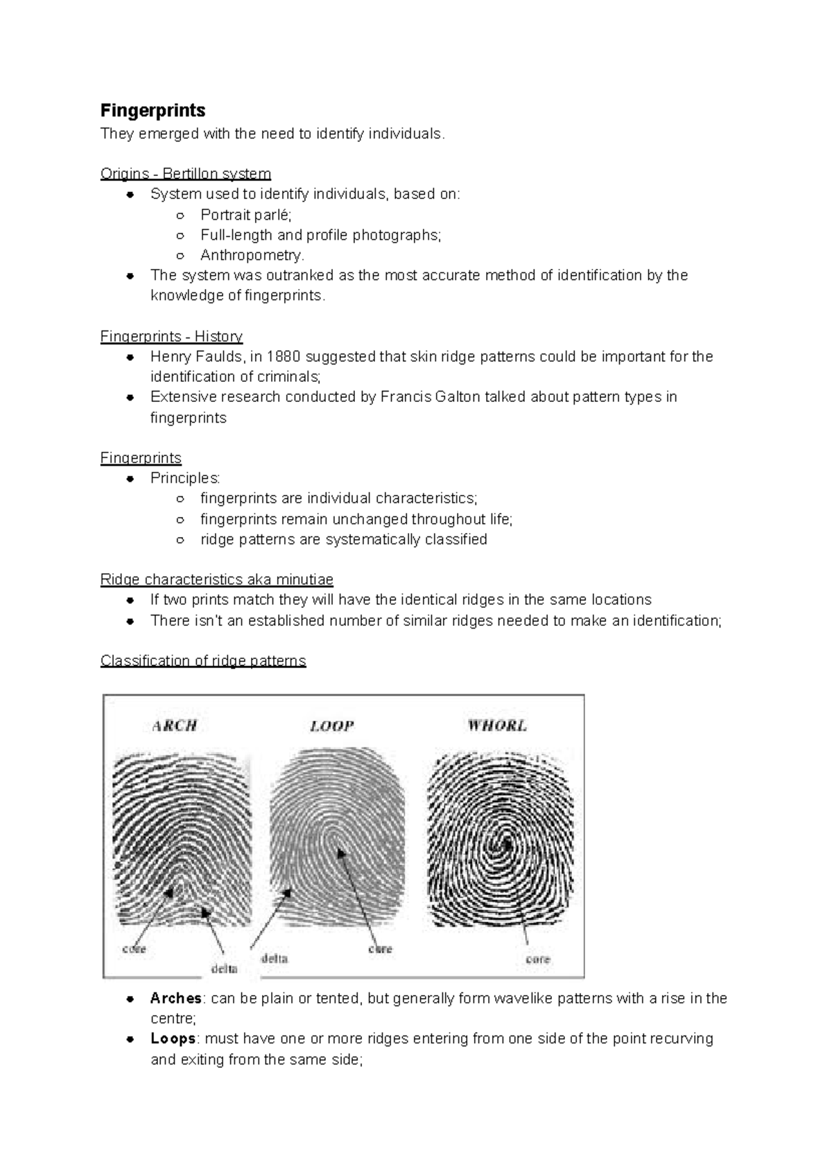 Notes for nats1575 - Fingerprints They emerged with the need to ...