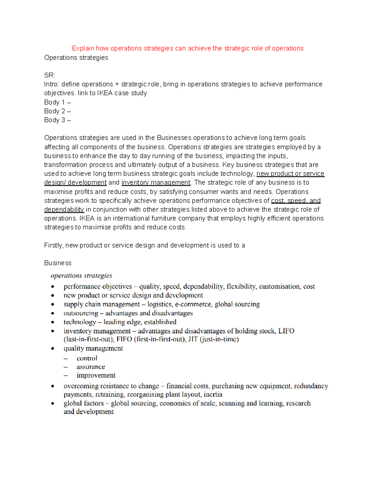 Operations Strategies and Their Role in Achieving Business Objectives ...