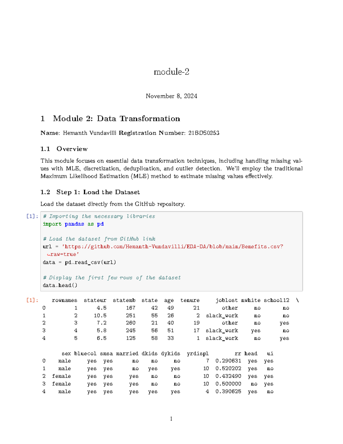 Module 2: Data Transformation Techniques - Notes (21BDS0253) - Studocu