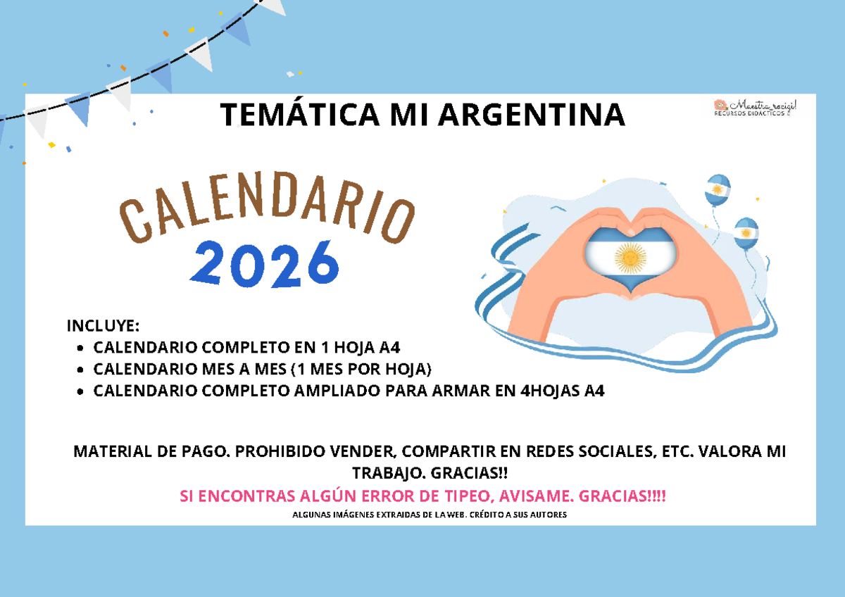Calendario 2026 MI Argentina: Planificación y Notas Educativas - Studocu
