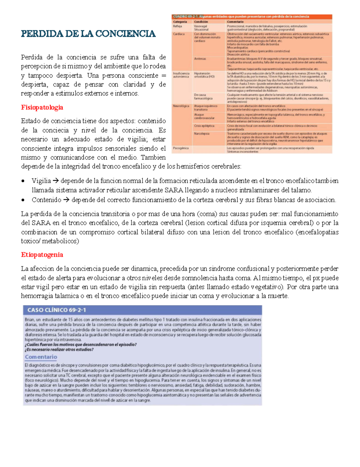 Perdida DE LA Conciencia - PERDIDA DE LA CONCIENCIA Perdida de la ...