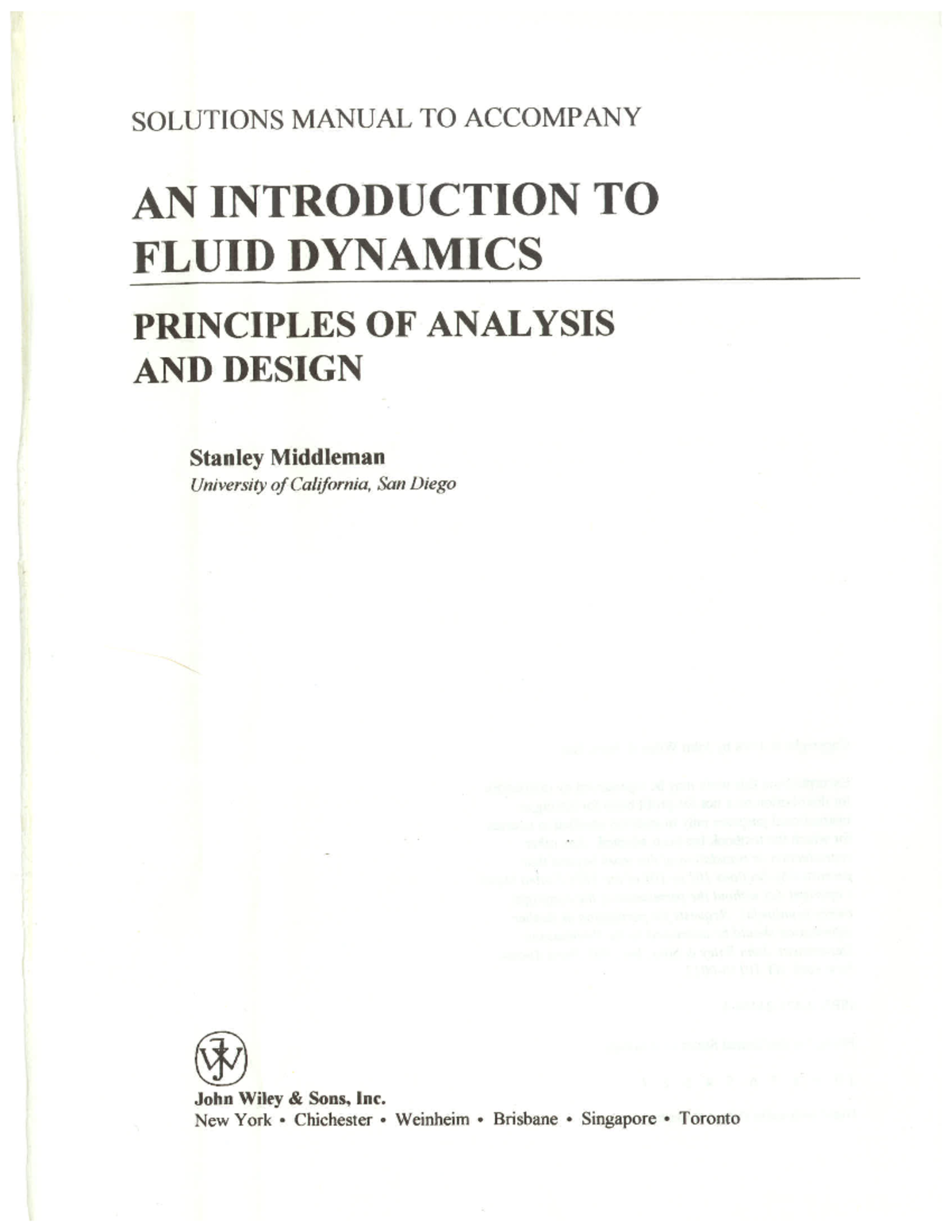 Solutions Manual for Fluid Dynamics (Course Code: 638503325) - Studocu