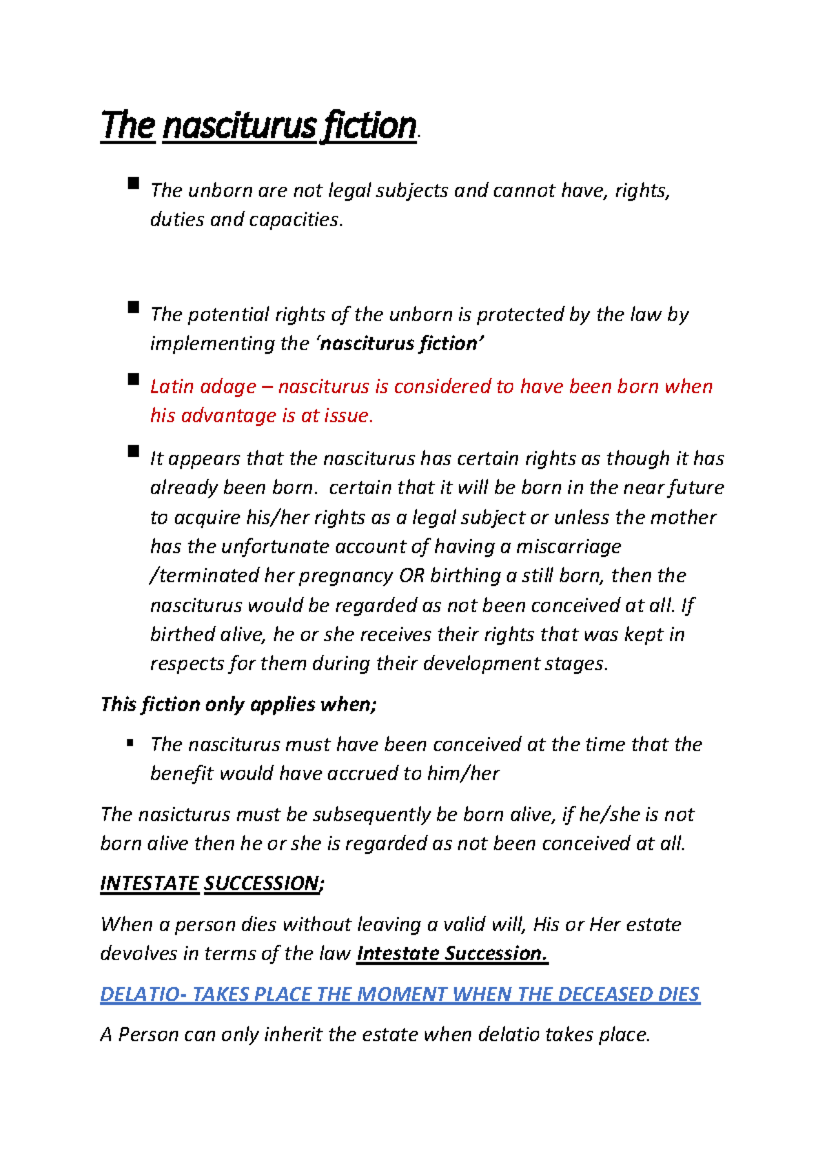 Chapter 2: Nasciturus Fiction in Law and Pregnancy Rights - Studocu