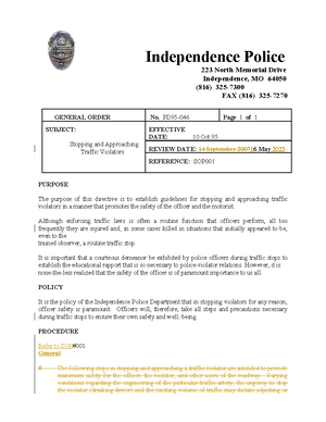 Independence Police Department General Order: Appearance Standards PD94 ...