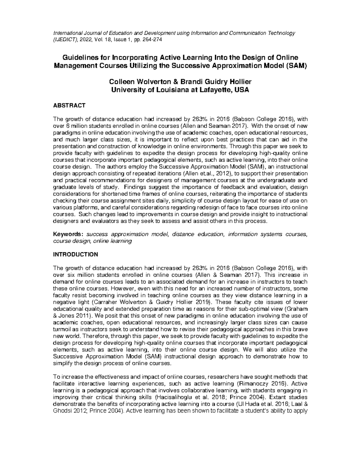 Guidelines for Incorporating Active Learning in Online Mgmt. Courses ...