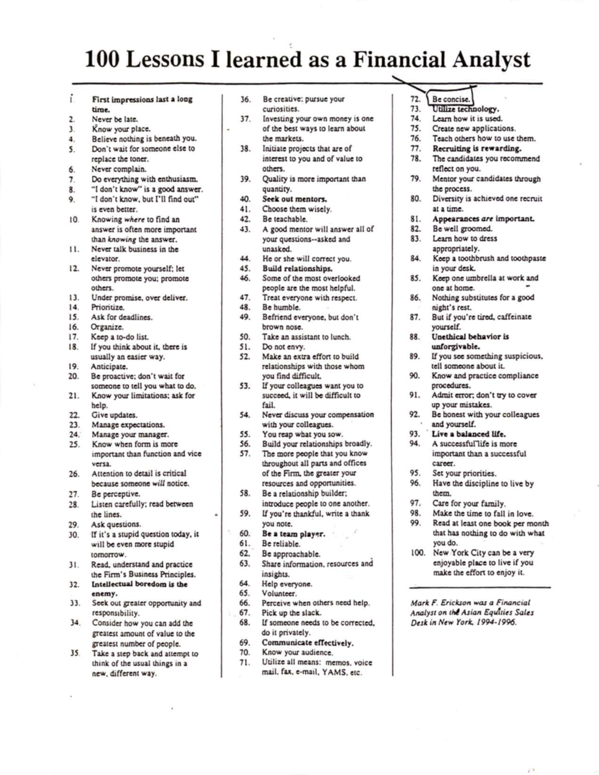 100 Lessons Learned as a Financial Analyst: Insights & Tips - Studocu